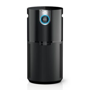 shark hp202 clean sense air purifier max for home, allergies, hepa filter, 1200 sq ft, xl room, living room, whole home, captures 99.98% of particles, pollutants, dust, smoke, allergens & smells, grey