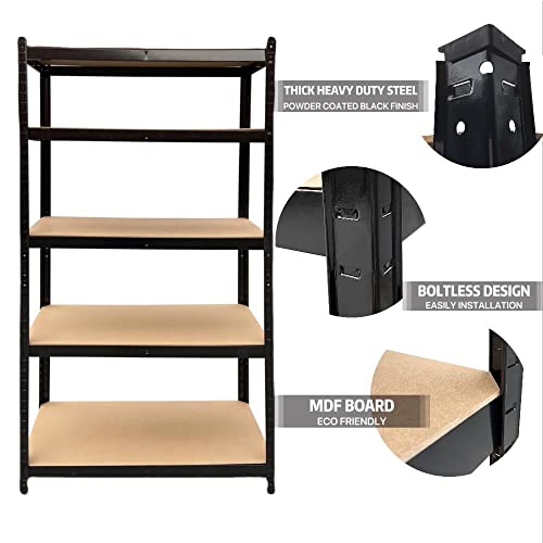 Qimu 5-Tier Garage Shelving Unit, Adjustable Shelves for Free Combination,Metal Storage Rack Heavy Duty Display Stand for Books, Kitchenware, Tools,1929LB Total Capacity,70.8" x 35.4" x 15.7"