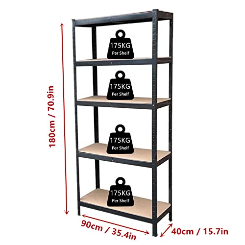 Qimu 5-Tier Garage Shelving Unit, Adjustable Shelves for Free Combination,Metal Storage Rack Heavy Duty Display Stand for Books, Kitchenware, Tools,1929LB Total Capacity,70.8" x 35.4" x 15.7"