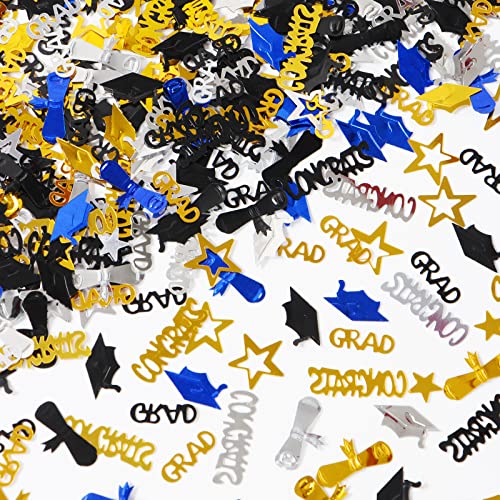 Graduation Party-Decorations Navy-Blue Gold-Silver Confetti - Congrats,Grad,Star,Graduation Cap,Diploma Table Decor Confetti Graduation 2023 Lasting Surprise