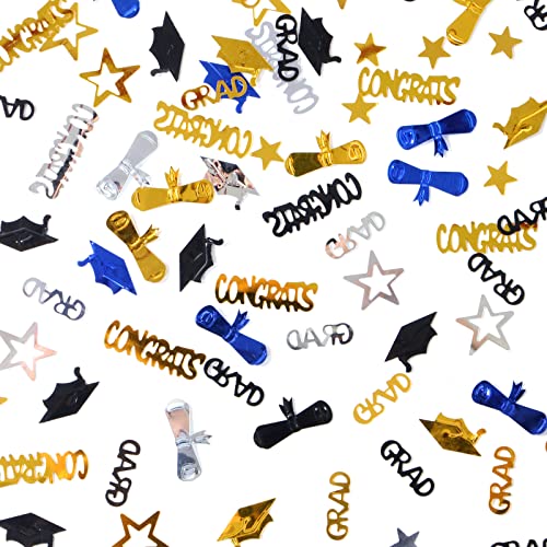 Graduation Party-Decorations Navy-Blue Gold-Silver Confetti - Congrats,Grad,Star,Graduation Cap,Diploma Table Decor Confetti Graduation 2023 Lasting Surprise