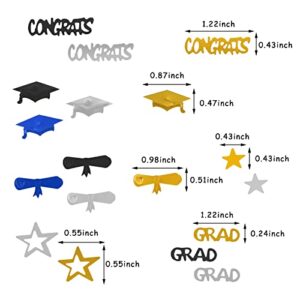 Graduation Party-Decorations Navy-Blue Gold-Silver Confetti - Congrats,Grad,Star,Graduation Cap,Diploma Table Decor Confetti Graduation 2023 Lasting Surprise