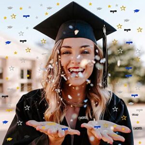 Graduation Party-Decorations Navy-Blue Gold-Silver Confetti - Congrats,Grad,Star,Graduation Cap,Diploma Table Decor Confetti Graduation 2023 Lasting Surprise