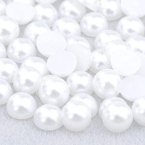 niziky 700pcs flat back half round pearls, 8mm white half round flatback pearls gems beads for crafts, flat back half pearls for craft projects, jewelry making, shoes, cup, nail art decoration