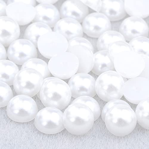 Niziky 700PCS Flat Back Half Round Pearls, 8mm White Half Round Flatback Pearls Gems Beads for Crafts, Flat Back Half Pearls for Craft Projects, Jewelry Making, Shoes, Cup, Nail Art Decoration