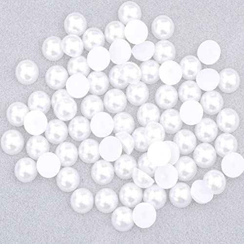 Niziky 700PCS Flat Back Half Round Pearls, 8mm White Half Round Flatback Pearls Gems Beads for Crafts, Flat Back Half Pearls for Craft Projects, Jewelry Making, Shoes, Cup, Nail Art Decoration