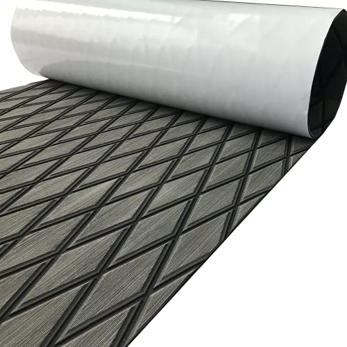 KXKZREN EVA Foam Boat Flooring Decking Sheet Pad Diamond Pattern 6mm Anti-Skid Faux Teak Marine Flooring Mat for Yacht Motorboat RV Yacht Swimming Pool Cooler Tops, 28" x 75"