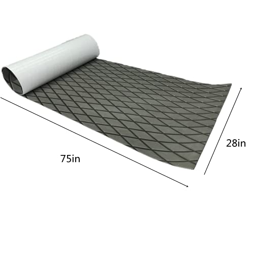 KXKZREN EVA Foam Boat Flooring Decking Sheet Pad Diamond Pattern 6mm Anti-Skid Faux Teak Marine Flooring Mat for Yacht Motorboat RV Yacht Swimming Pool Cooler Tops, 28" x 75"