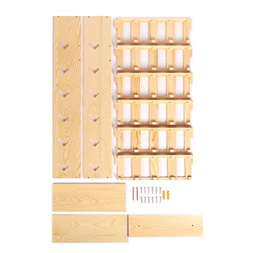 Nisorpa 24 Can Spray Paint or Lube Can Holder Aerosol Can Rack 6-Tier Wooden Spray Paint Can Storage Rack Wall Mount Aerosol Spray Can Organizer for Garage and Craft Workroom- 14.2" L x 5" W x 30" H