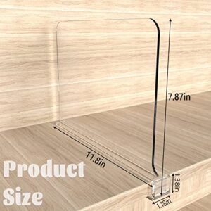 Hmyomina 6pcs Shelf Dividers for Closet Organization, Acrylic Shelf Dividers for Wood Shelf and Cabinets Shelf in Bedroom, Kitchen and Office