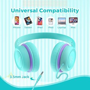 vinamass Kids Headphones, Ear Headphones for Kids, Wired Headphones with Safe Volume Limiter 85dB, Adjustable and Flexible for Kids, Boys, Girls,Suit for School Classroom Students Teens Children