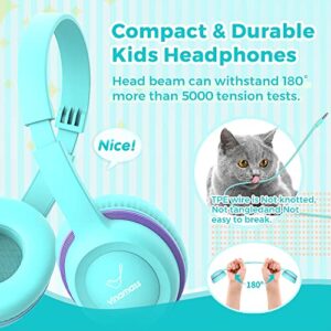 vinamass Kids Headphones, Ear Headphones for Kids, Wired Headphones with Safe Volume Limiter 85dB, Adjustable and Flexible for Kids, Boys, Girls,Suit for School Classroom Students Teens Children