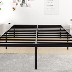 FSCHOS King-Size Bed-Frame / 18 Inch Metal Platform Bed Frame King/Reinforced Steel Slats Support/Heavy Duty Mattress Foundation/No Box Spring Needed/Easy Assembly/Noise Free/Black