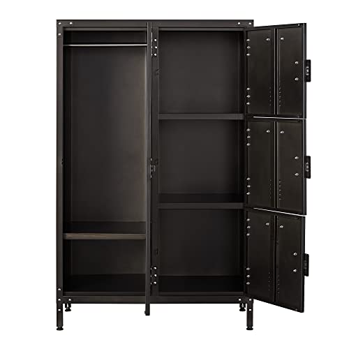 Letaya Metal Locker Storage Cabinet,55" Steel Retro Wardrobe,4 Doors Lockable,Adjustable Feet Organizer Locker for Employees Home Office School Gym (4 Door)