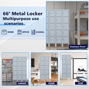 Letaya Metal Lockers, 5 Doors -66" Tall Steel Storage Cabinets Lockable for Employees, School,Gym, Home,Office,Mudroom,Industrial Lockers (Gray)