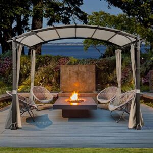 joyside 11'x11' outdoor pergola with sidewalls - arched top outdoor pergola with metal steel frame and textilene top canopy, ideal for bbq party & family gathering, grey top