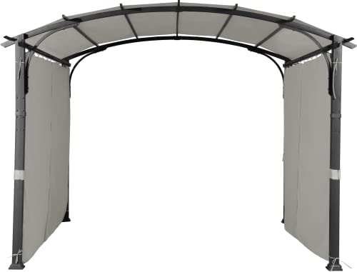 Joyside 11'x11' Outdoor Pergola with Sidewalls - Arched Top Outdoor Pergola with Metal Steel Frame and Textilene Top Canopy, Ideal for BBQ Party & Family Gathering, Grey Top
