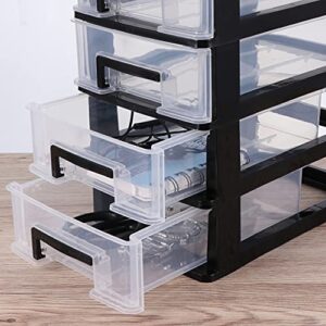 5- Layer Plastic Drawer Type Closet: Portable Clear Storage Drawer Tower Multifunction Storage Rack Organizer for Home Office Black