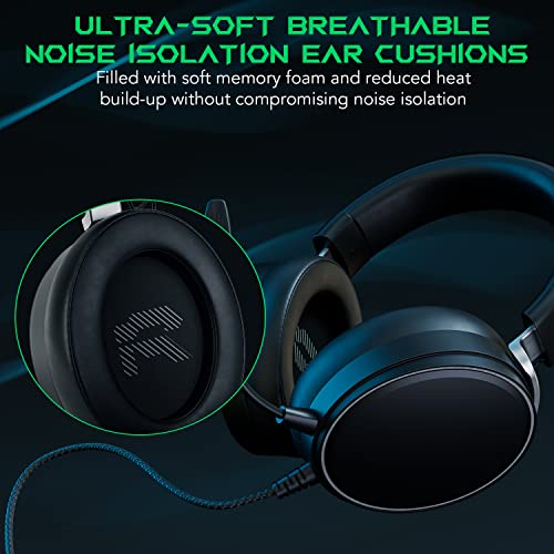 Black Shark Gaming Headset for PC, PS4, PS5, Switch, Xbox, 7.1 Spatial Surround Sound, Detachable Noise Cancelling Mic, 50 mm Drivers, Gaming Headphones with 3.5 mm Audio Jack and USB Sound Card