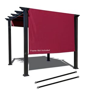 alion home universal waterproof pergola shade cover – pergola replacement canopy – outdoor adjustable shade cover with heavy duty weighted metal rods (16' x 7', burgundy red)