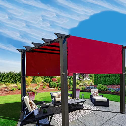 Alion Home Universal Waterproof Pergola Shade Cover – Pergola Replacement Canopy – Outdoor Adjustable Shade Cover with Heavy Duty Weighted Metal Rods (16' x 7', Burgundy Red)