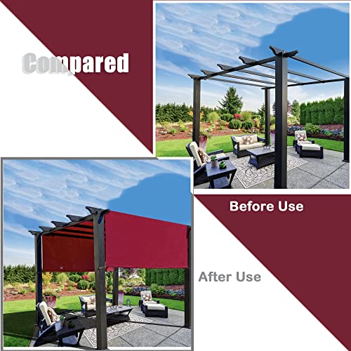 Alion Home Universal Waterproof Pergola Shade Cover – Pergola Replacement Canopy – Outdoor Adjustable Shade Cover with Heavy Duty Weighted Metal Rods (16' x 7', Burgundy Red)