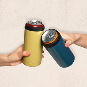 Slim Can Cooler for 12 Oz Skinny Can, Regular Can Double Walled Stainless Steel Vacuum Beverage Can Insulator for Hot and Cold Drinks