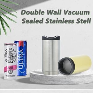 Slim Can Cooler for 12 Oz Skinny Can, Regular Can Double Walled Stainless Steel Vacuum Beverage Can Insulator for Hot and Cold Drinks