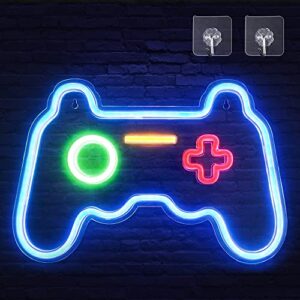 lepowcoo neon sign gaming, (16 x 11inch) big game led light room decor, gamepad neon controller signs, cool party wall decoration for teen boys bedroom, gamer room accessories, lepowcoo-1