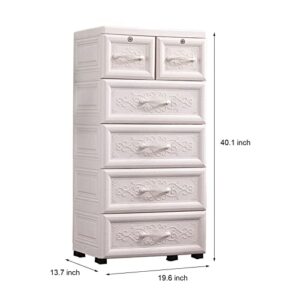 Plastic Drawers Dresser with 6 Drawers, 19.6 x 13.7 x 40.1 Plastic Tower Closet Organizer with Silent Wheels Suitable for Apartments Condos And Dorm Rooms, Gdrasuya10