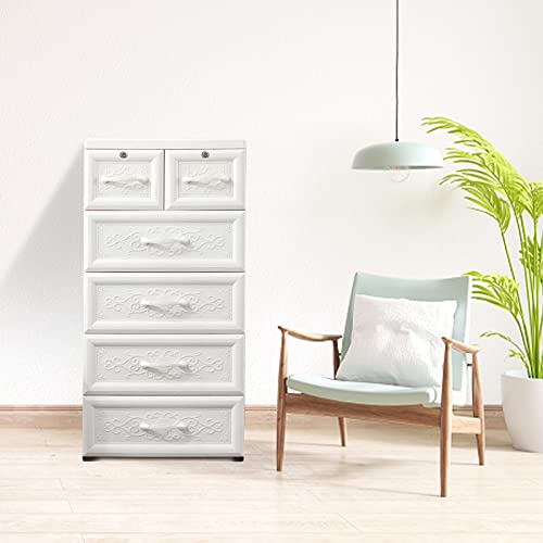 Plastic Drawers Dresser with 6 Drawers, 19.6 x 13.7 x 40.1 Plastic Tower Closet Organizer with Silent Wheels Suitable for Apartments Condos And Dorm Rooms, Gdrasuya10