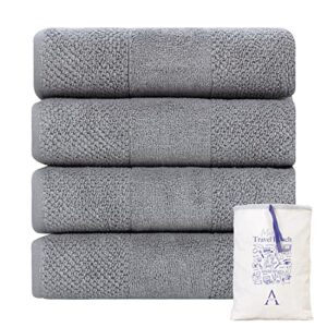 antioch home bathroom hand towels, hotel quality & fluffy & absorbent & soft & fast drying turkish hand towels for bathroom, 100% cotton turkish hand towel set - [ 4 pack – 16 x 28 inches ] - grey