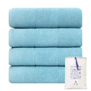 antioch home bathroom hand towels, hotel quality & fluffy & absorbent & soft & fast drying turkish hand towels for bathroom, 100% cotton turkish hand towel set - [ 4 pack – 16 x 28 inches ] - aqua