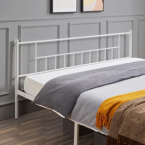 Yaheetech King Size Metal Bed Frame with Headboard and Footboard Platform Bed Frame with Storage No Box Spring Needed Mattress Foundation for Adults White