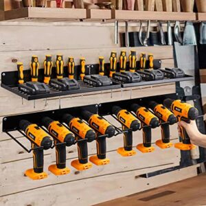 UU-Major Power Tool Organizer With Charging Station,Drill Holder Wall Mount,Garage Storage Shelves for Organization and Storage,Heavy Duty Pegboard Wall Organizer Set Solid Metal Black 2 pack 4 set