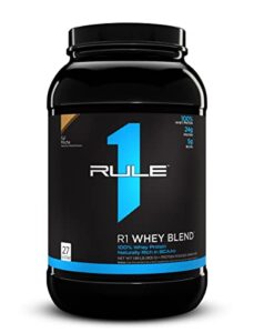 rule one proteins whey blend - café mocha, 24g fast-acting whey protein concentrates, isolates, and hydrolysates per serving, with naturally occurring eaas and bcaas,  2lbs