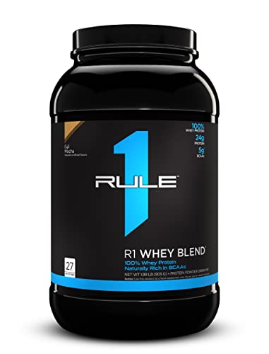 Rule One Proteins Whey Blend - Café Mocha, 24g Fast-Acting Whey Protein Concentrates, Isolates, and Hydrolysates Per Serving, with Naturally Occurring EAAs and BCAAs,  2lbs