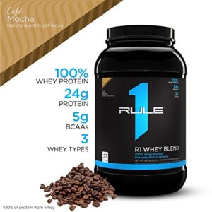 Rule One Proteins Whey Blend - Café Mocha, 24g Fast-Acting Whey Protein Concentrates, Isolates, and Hydrolysates Per Serving, with Naturally Occurring EAAs and BCAAs,  2lbs