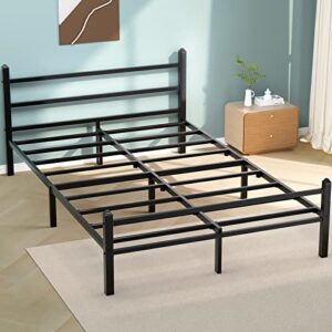 greenforest queen size bed frame with headboard easy assemble metal platform bed base with heavy duty support mattress foundation no box spring needed, queen