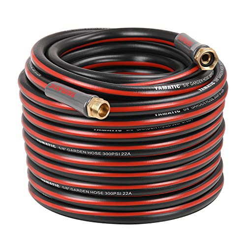 YAMATIC Garden Hose 75 ft,Ultra Durable Water hose, 5/8 inch Regular Hose with Solid Brass Connector for All-weather Outdoor, Car wash, Lawn, Black