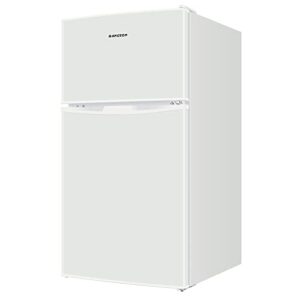 bangson mini fridge with freezer, 2 door small refrigerator with freezer, mini freezer fridge combo, 3.2 cu.ft, for home, office, dorm, garage or rv, (white)