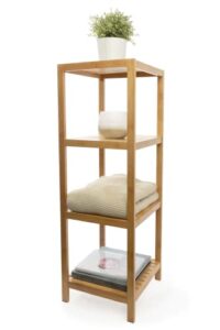 decomil - 4 tier bamboo standing shelf | freestanding bathroom storage shelf | multifunctional storage rack