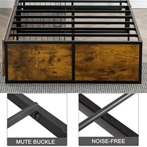 GAZHOME Twin Bed Frame with 2 XL Storage Drawers, Metal Platform Bed Frame with Footboard, 9 Strong Metal Slat Support/No Box Spring Needed/Easy Assembly/Space Saving