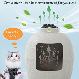 keygarzone Plant Litter Box with Lid, Hidden Cat Litter Furniture with Rattan Pattern for Large Cat, PP Material Waterproof, Easy Assemble & Clean