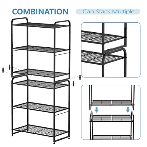 Simple Trending 3-Tier Stackable Wire Shelving Unit Storage Rack, Expandable & Adjustable Kitchen Storage Cabinet Shelf Organizer, Black