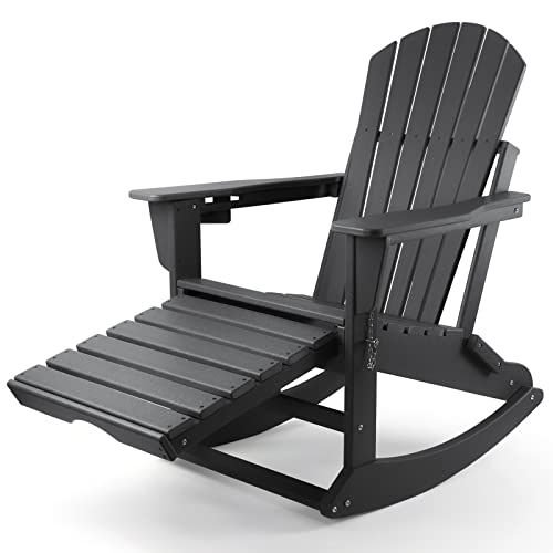 adirondack chair with Ottoman,Folding adirondack chairs,Rocking with Cup Holder,adirondack chairs Weather Resistant,Fire Pit Chairs,Plastic for Adults,350 lbs