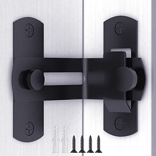 90 Degree Flip Barn Door Lock, Protect Privacy - Security Gate Latch, Hook Lock Latch for Barn, Garden, Bathroom, Outdoor, Garage, Window, Sliding Door, Black