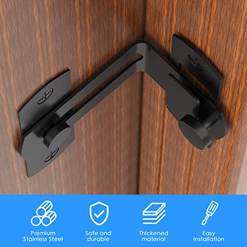 90 Degree Flip Barn Door Lock, Protect Privacy - Security Gate Latch, Hook Lock Latch for Barn, Garden, Bathroom, Outdoor, Garage, Window, Sliding Door, Black