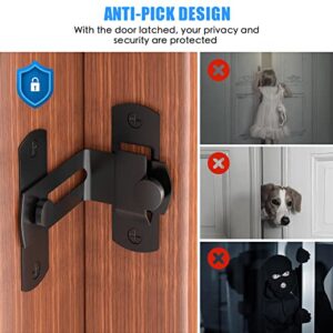 90 Degree Flip Barn Door Lock, Protect Privacy - Security Gate Latch, Hook Lock Latch for Barn, Garden, Bathroom, Outdoor, Garage, Window, Sliding Door, Black