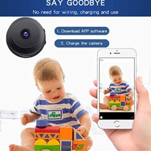 senri Mini Camera Hidden Camera 1080p HD with Video Live Feed WiFi, Portable Night Vision Nanny Cam Home Security Surveillance Baby Monitor, Outdoor Monitor for Pets